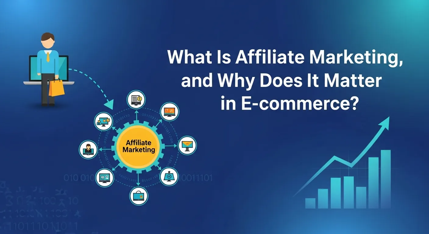 How affiliate marketing works in e-commerce: affiliate shares link, customer buys, business earns revenue