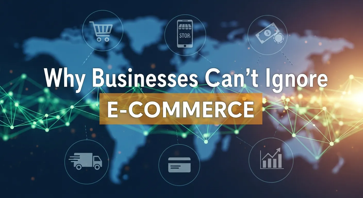 Illustration of digital marketplace with various online stores