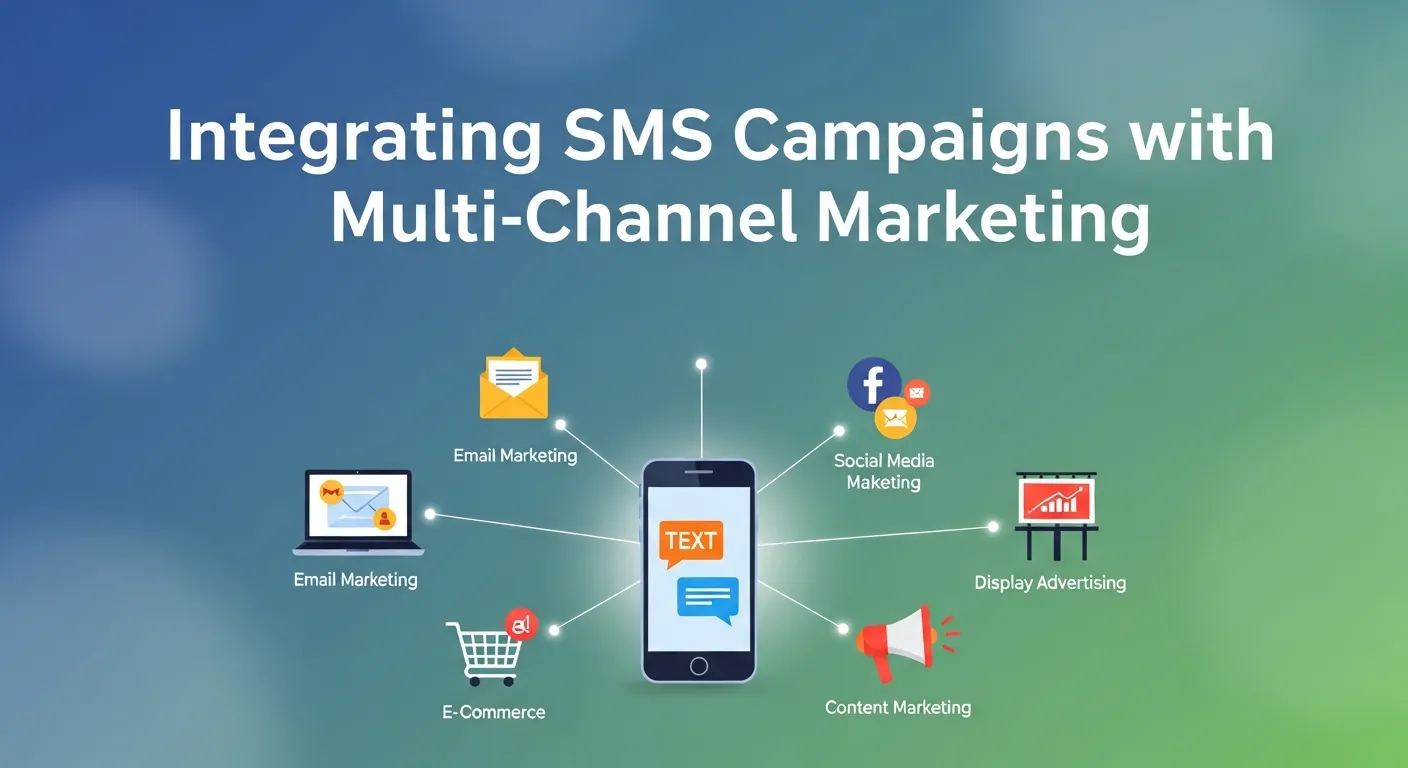 Marketing dashboard showing SMS, email, and social media channels integrated for a flash sale campaign