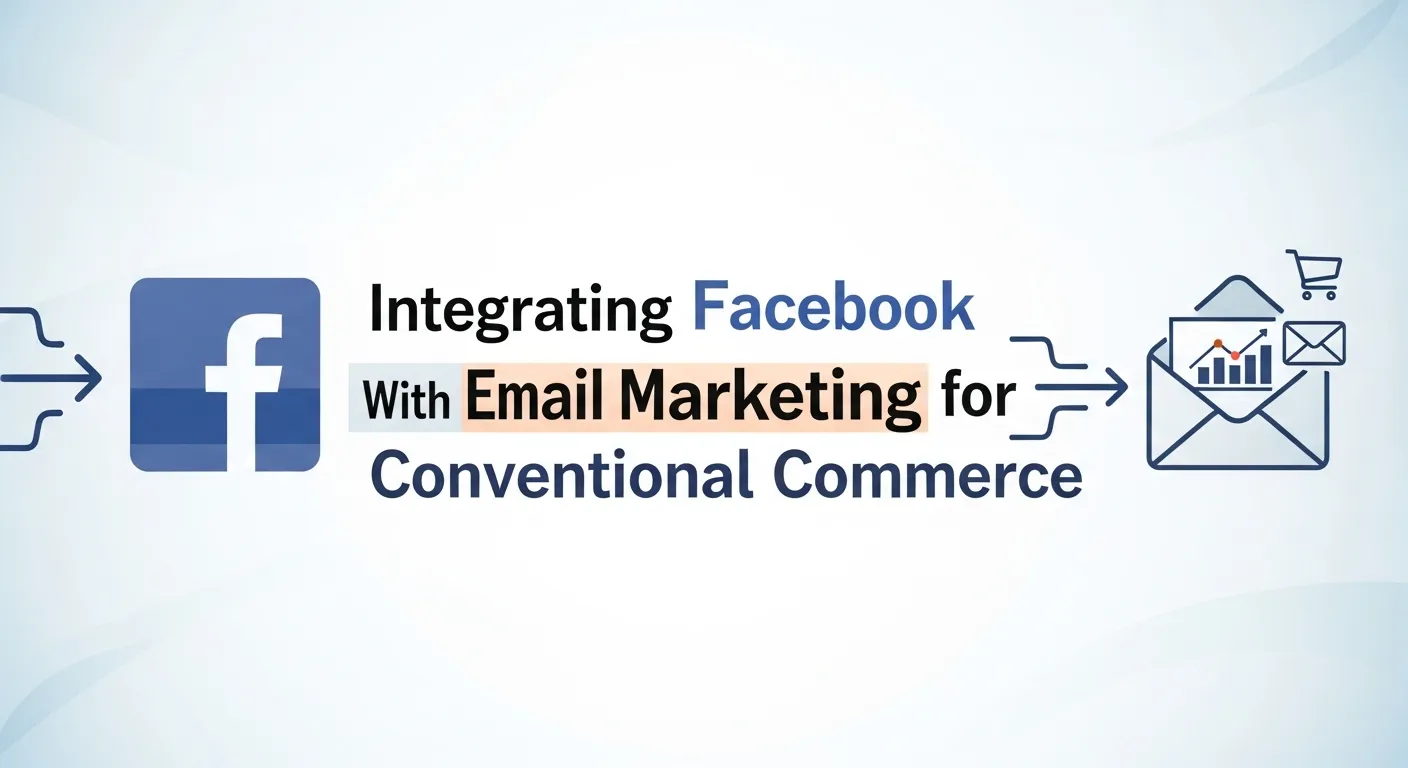 Digital strategy showing Facebook and email marketing working together for conventional commerce