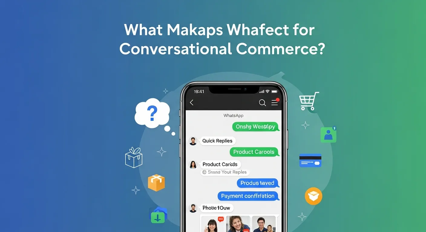 E-commerce concept showing chat-based sales and customer engagement through WhatsApp.